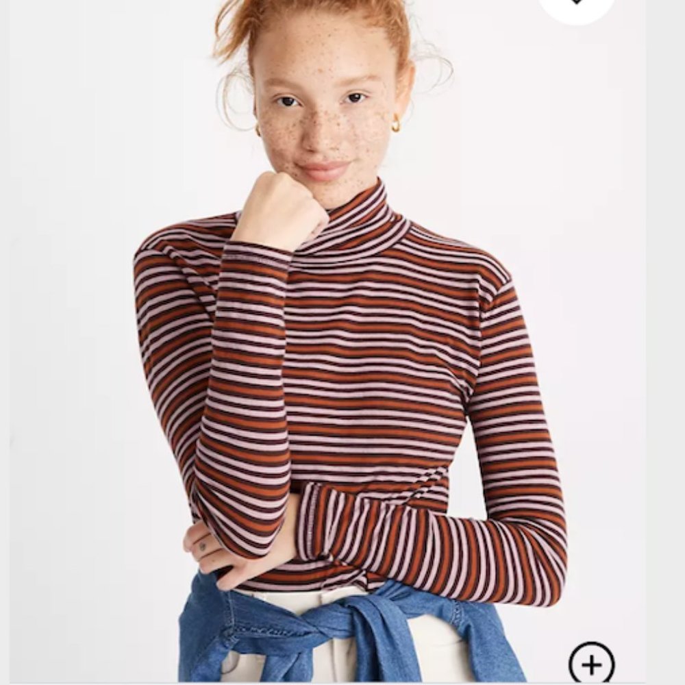Whisper Cotton Turtleneck in Walker Stripe